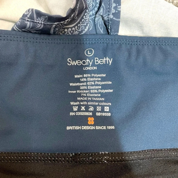 Sweaty Betty Women’s Paisley Athletic Running Shorts in Blue Size L - Picture 6 of 9